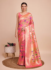 Peach Colour Saree Looking Calming